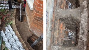 This is a picture of property suffering with subsidence being reinforced with Heli Pile. This will be discussed at the free CPD in Birmingham